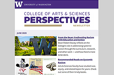 University of Washington Perspectives newsletter sent to 60,000+ - enlarge image