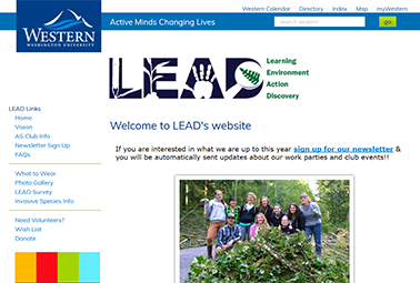 Redesigned website for Learning, Education, Action, Discovery program at Western Washington University - enlarge image