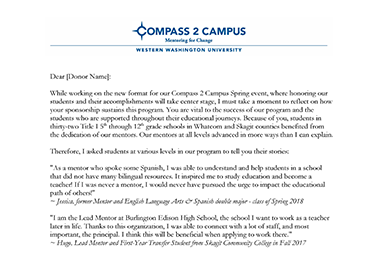 Compass 2 Campus Thank you note to donors - enlarge image